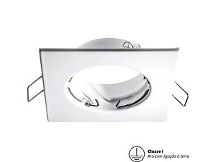 Aro para foco de encastrar INTECA quadrado fixo com terra C.8xL.8xAlt.0,3cm Branco