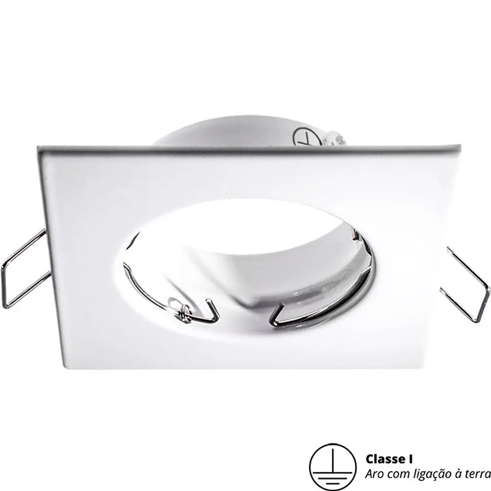 Aro para foco de encastrar INTECA quadrado fixo com terra C.8xL.8xAlt.0,3cm Branco 1