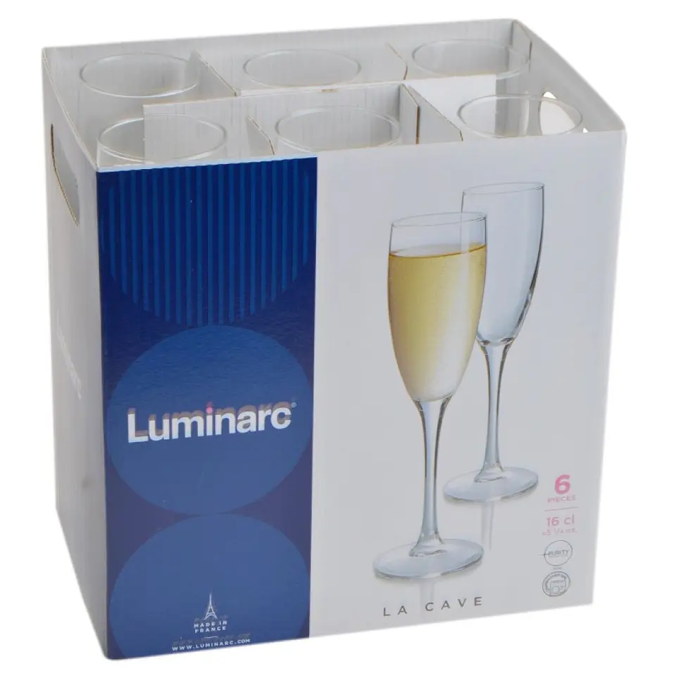 CONJ. 6 COPOS FLUTE 16CL LA CAVE LUMINARC 1