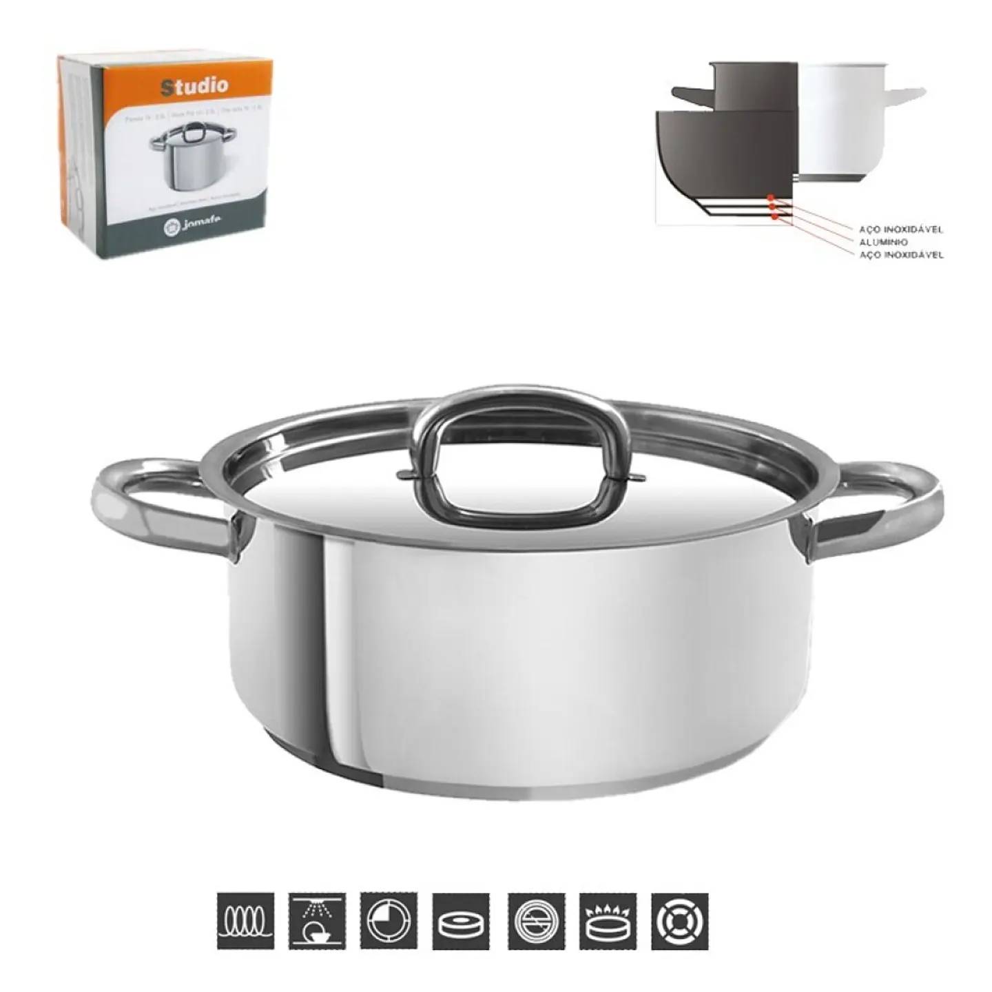 CAÇAROLA JOMAFE AÇO INOX 22 1