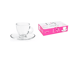 CONJ. 6 CHAVENAS CAFE VIDRO C/ PIRES