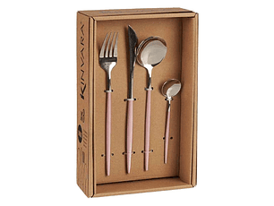 TALHERES 8 PÇS PRATA/ROSA