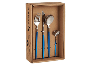 TALHERES 8 PÇS PRATA/AZUL 75222