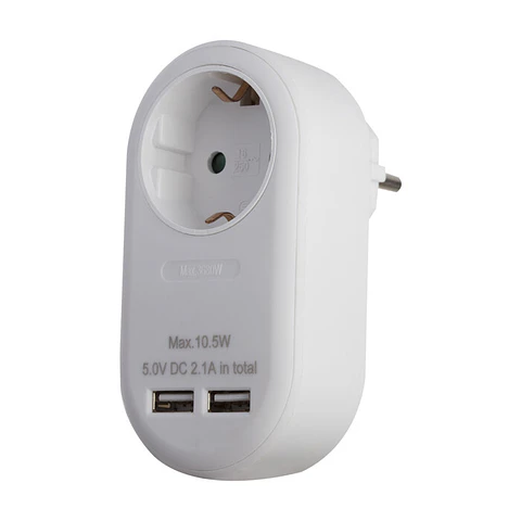 Ficha 1 tomada + 2USB