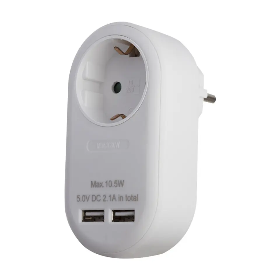 Ficha 1 tomada + 2USB 1