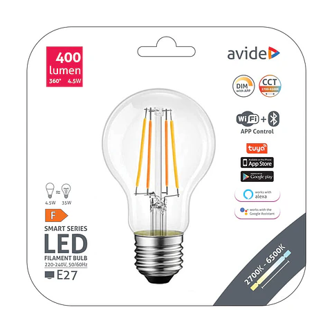 Lâmpada Avide LED Filamento CLA E27 4,5W SMART