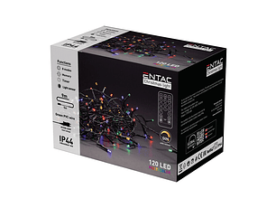 Luzes de Natal ENTAC Exterior 120LED 9M Multicor com comando