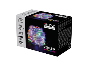 Luzes de Natal ENTAC Exterior 200LED 20M Multicor Revestidas