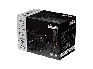 Luzes de Natal ENTAC Exterior 120LED 9M 6400K com comando