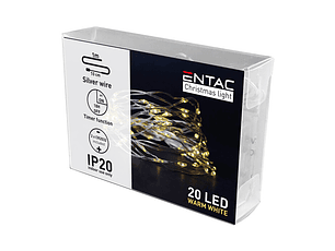 Luzes de Natal ENTAC Interior 20LED 1M 3000K com temporizador