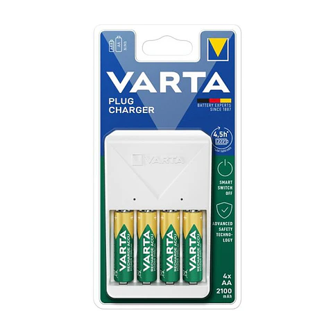 Carregador Varta 57657 4xAA 2100mAh Inc Bl