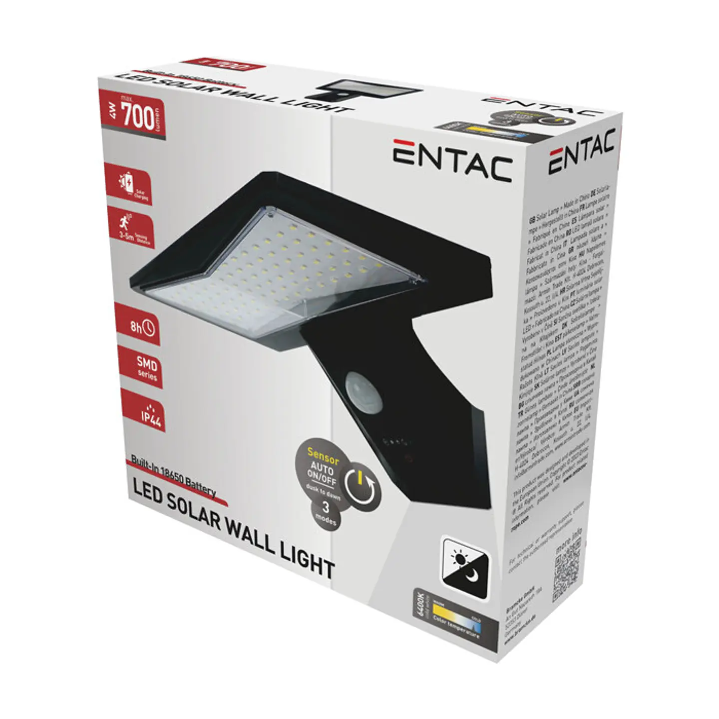 Aplique Entac LED Solar 4W Sensor 1