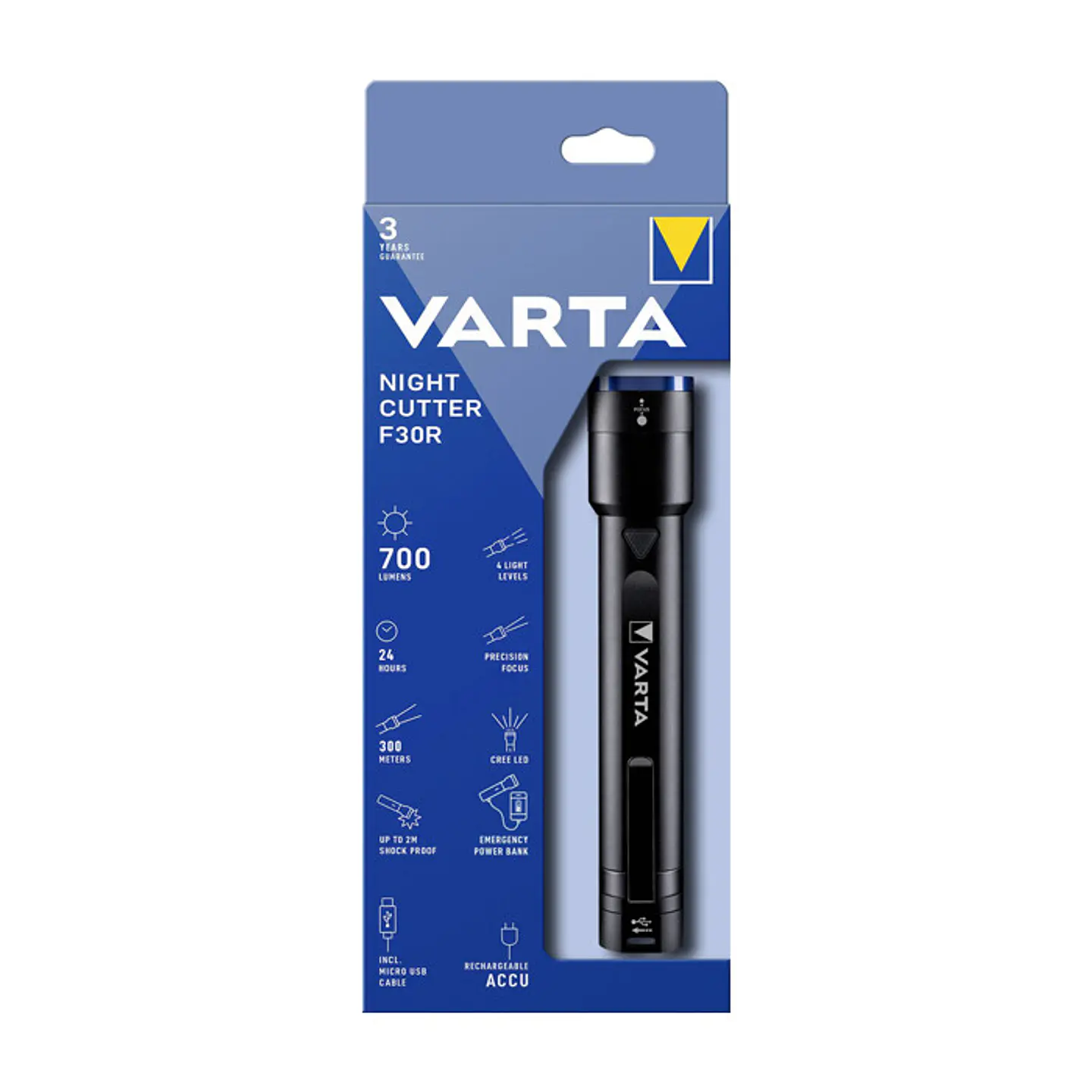 Lanterna Varta LED 18901 Night Cutter F30R Recarregável Bl 1