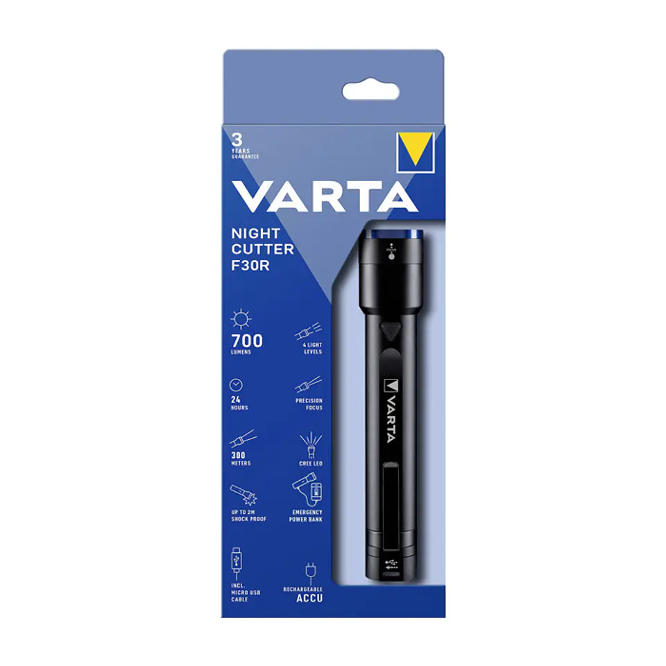 Lanterna Varta LED 18901 Night Cutter F30R Recarregável Bl 1