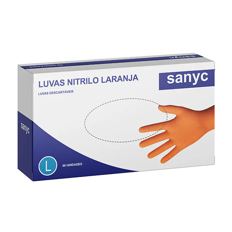 Luva Sanyc Nitrilo Laranja Cx50 L 1