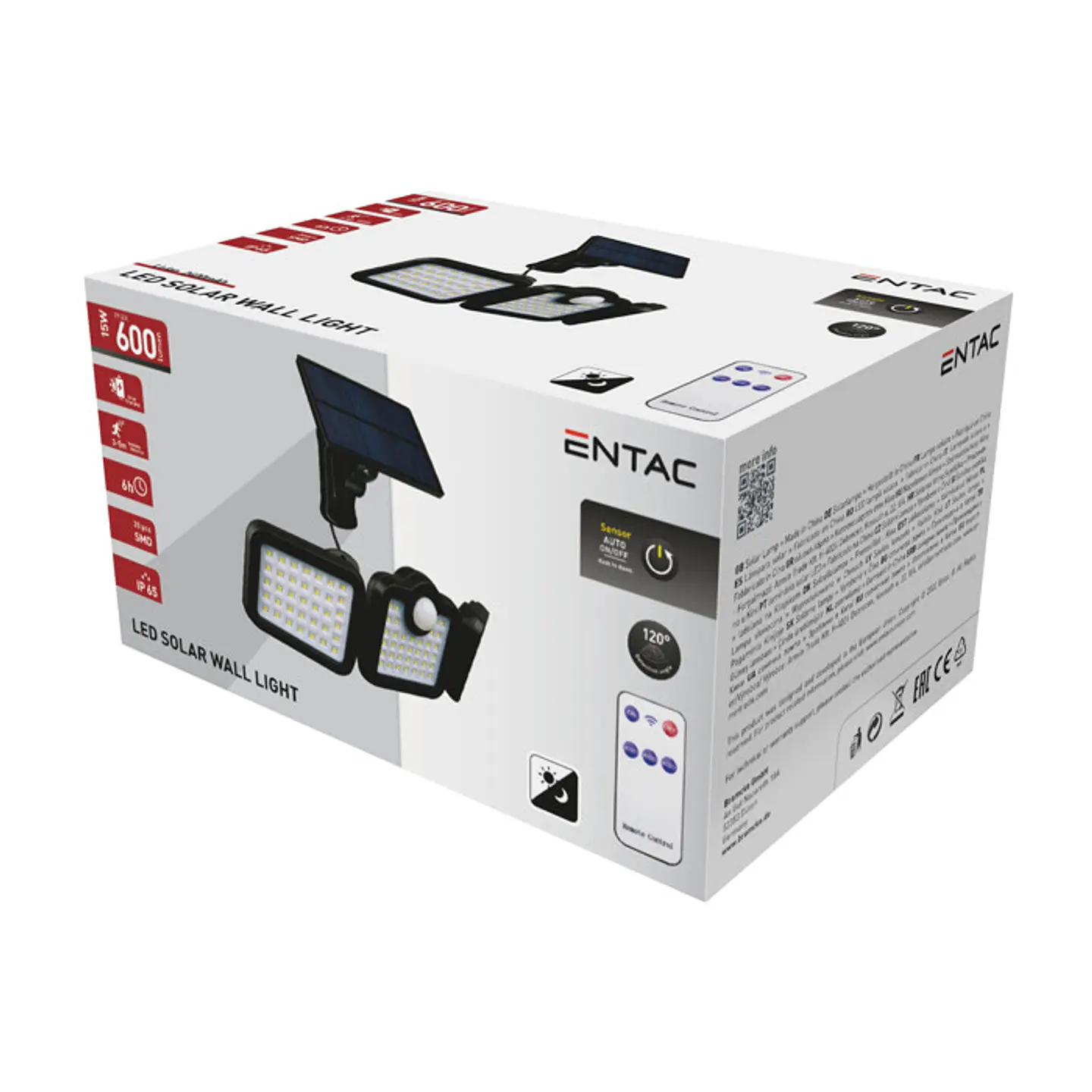 Aplique Entac LED Solar 15W Sensor com Painel Solar 1