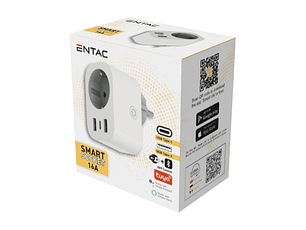 Ficha Entac Smart 1 tomada com 2xUSB-A + 1xUSB-C