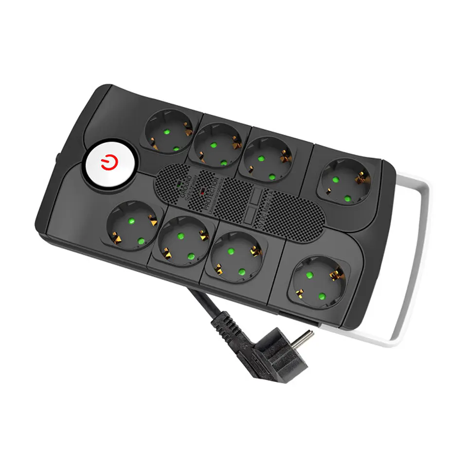 Extensão Entac 8 Tomadas 1,5MT 3x1,5MM Preta com Interruptor 1