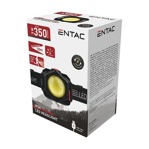 Lanterna Entac LED 5W Cabeça Recarregável com Bolsa