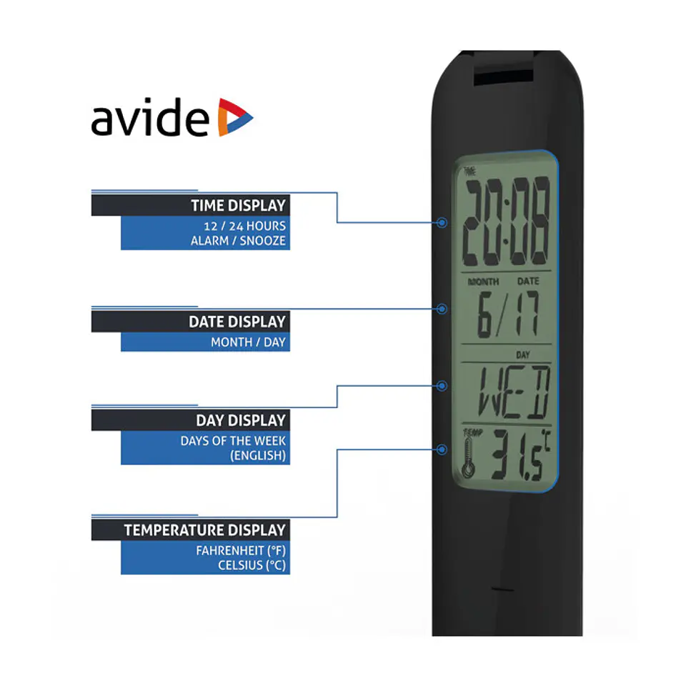 Candeeiro de Mesa Avide LED 4W 4000K Calendário Preto 4