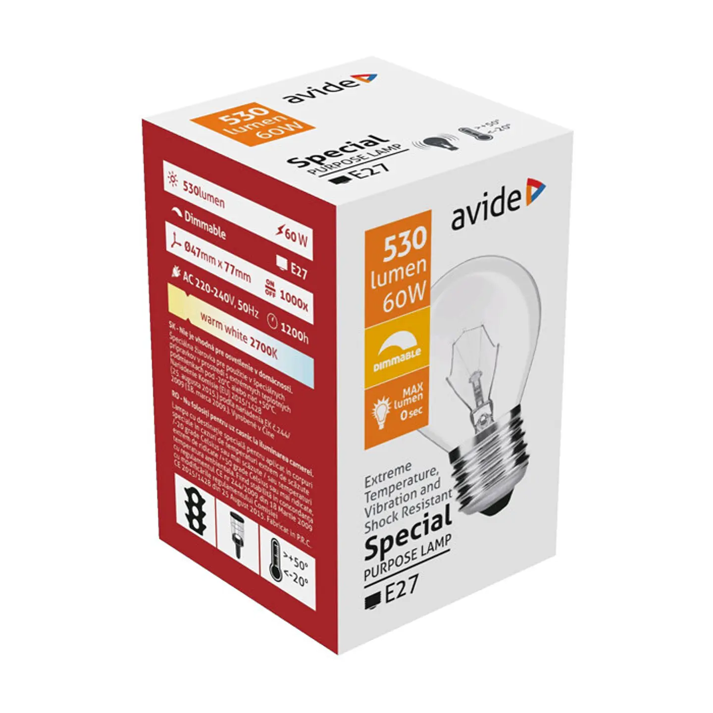 Lâmpada Avide Reforçada CLP E27 60W 1