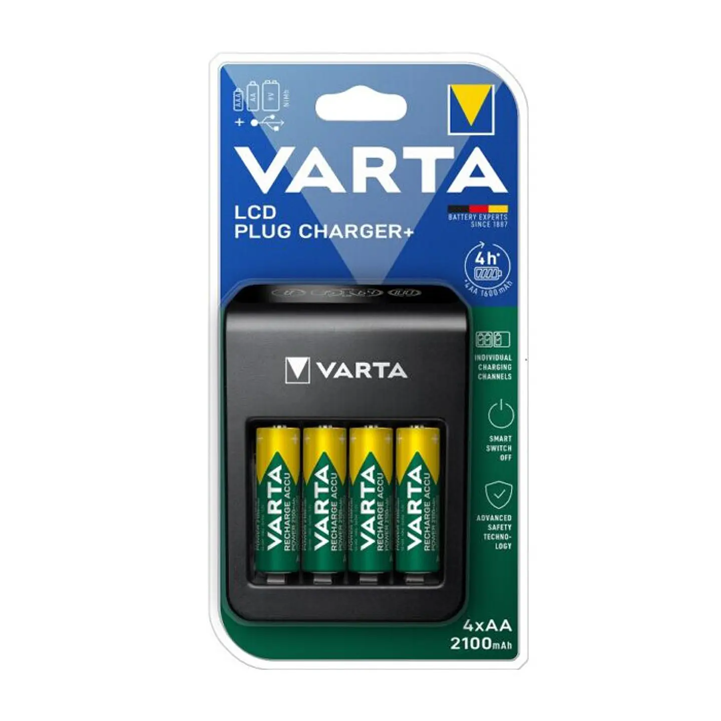 Carregador Varta 57687 4xAA 2100mAh Inc Bl 1