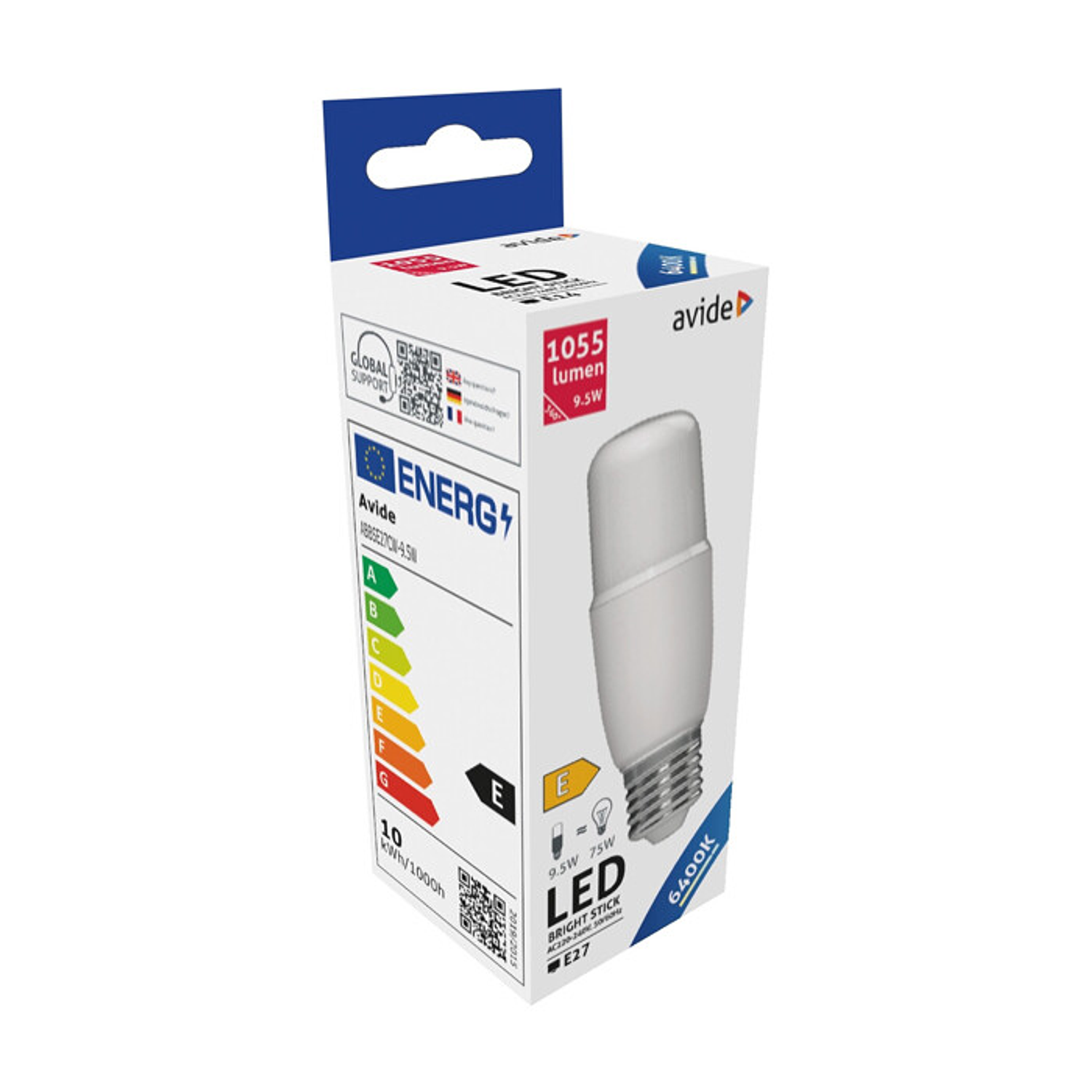 Lâmpada Avide LED STICK E27 9,5W 6400K 1