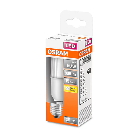 Lâmpada Osram LED STICK60 E27 8W 2700K