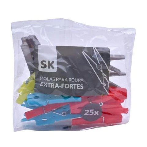 MOLAS P/ ROUPA 25UNI PLAST. CORES SORT