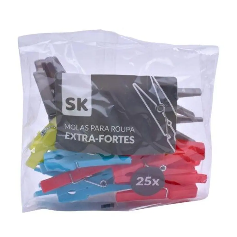 MOLAS P/ ROUPA 25UNI PLAST. CORES SORT 1