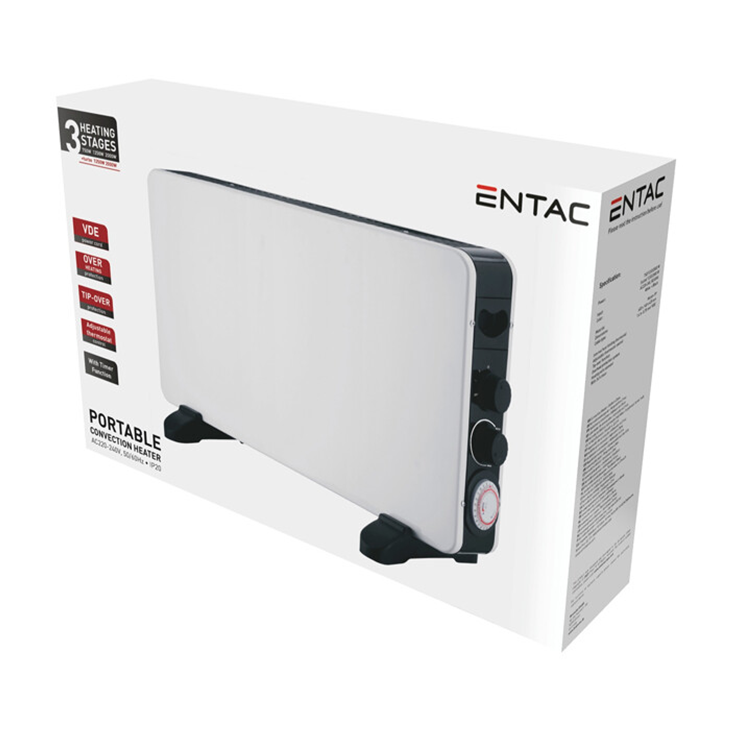 Aquecedor Convector Entac Slim Temporizador 2000W