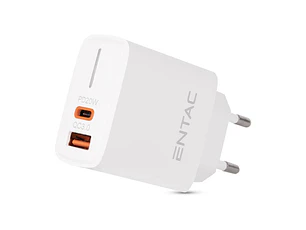 Carregador Entac USB-A + USB-C 20W Branco