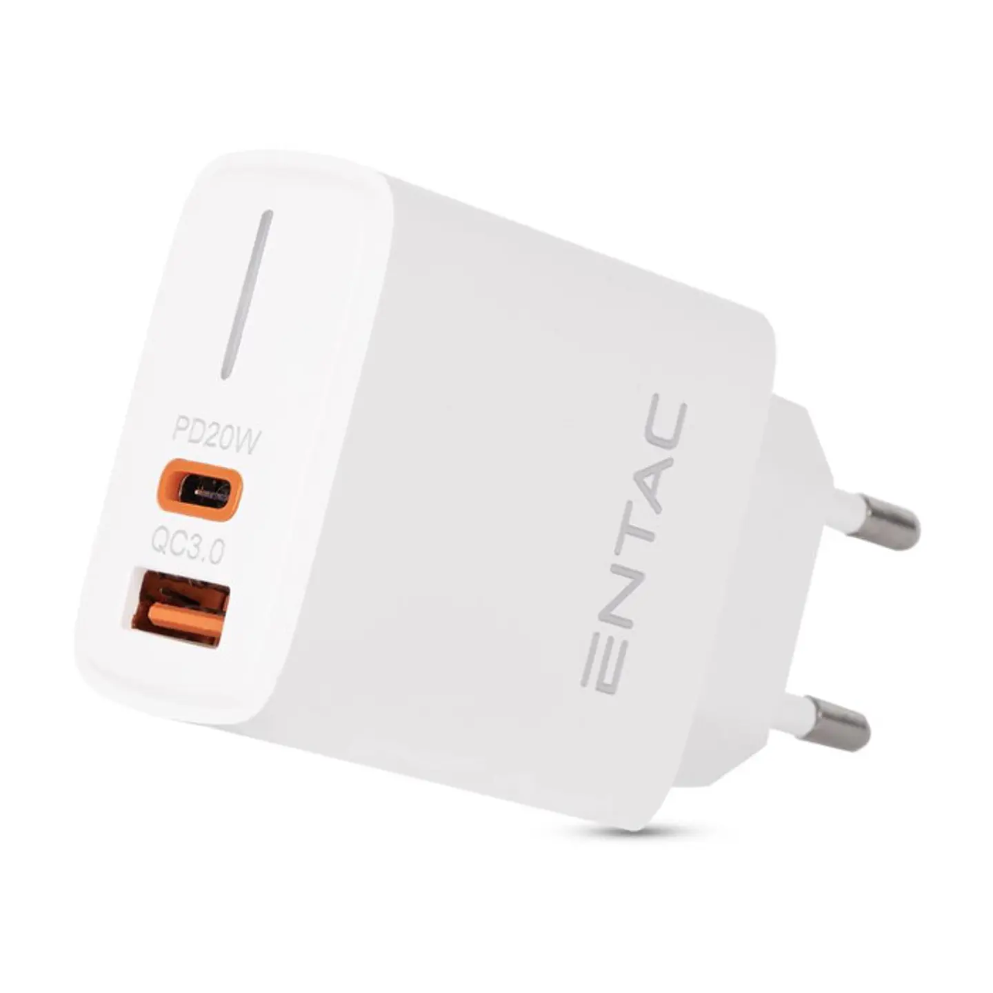 Carregador Entac USB-A + USB-C 20W Branco 1