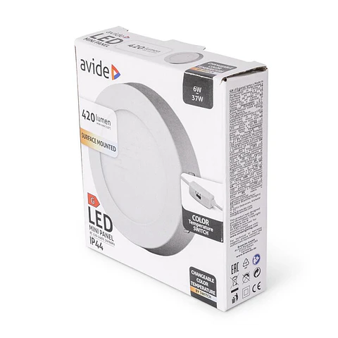 Painel Avide LED Redondo Saliente Branco 6W CCT