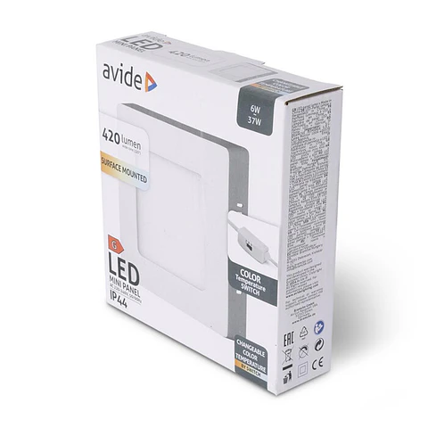 Painel Avide LED Quadrado Saliente Branco 6W CCT