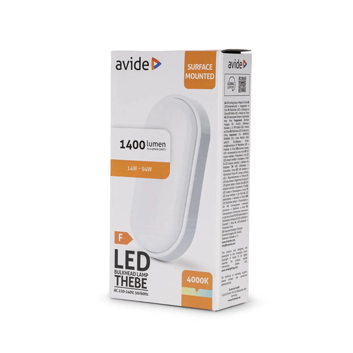 Aplique Avide LED Oval IP54 14W 4000K Thebe 1