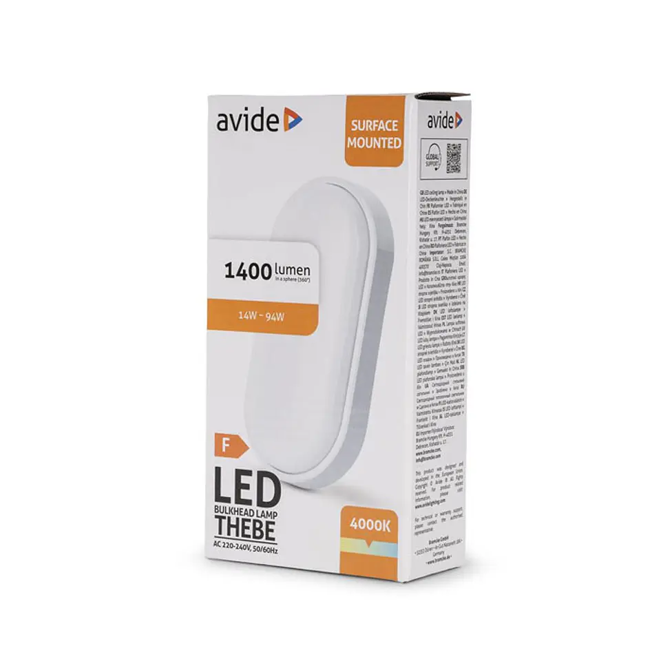 Aplique Avide LED Oval IP54 14W 4000K Thebe 1