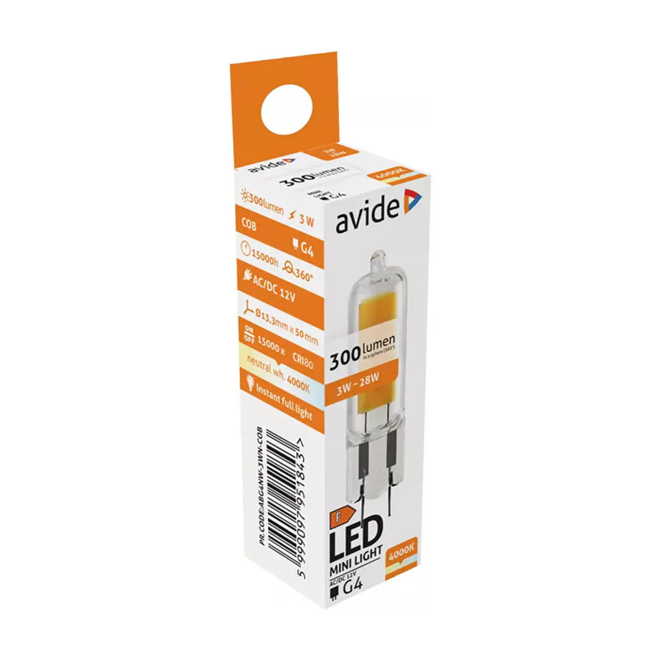 Lâmpada Avide LED G4 3W 3000K COB 1
