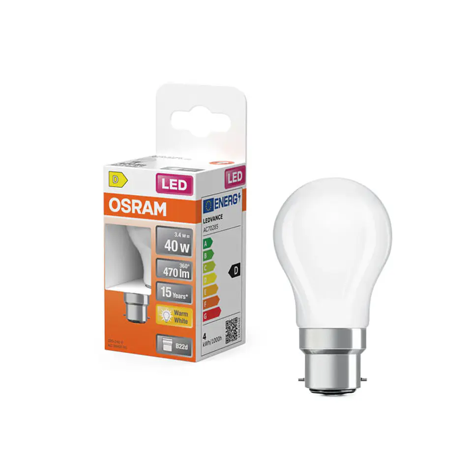 Lâmpada Osram LED Filamento CLP B22 3,4W 2700K 1