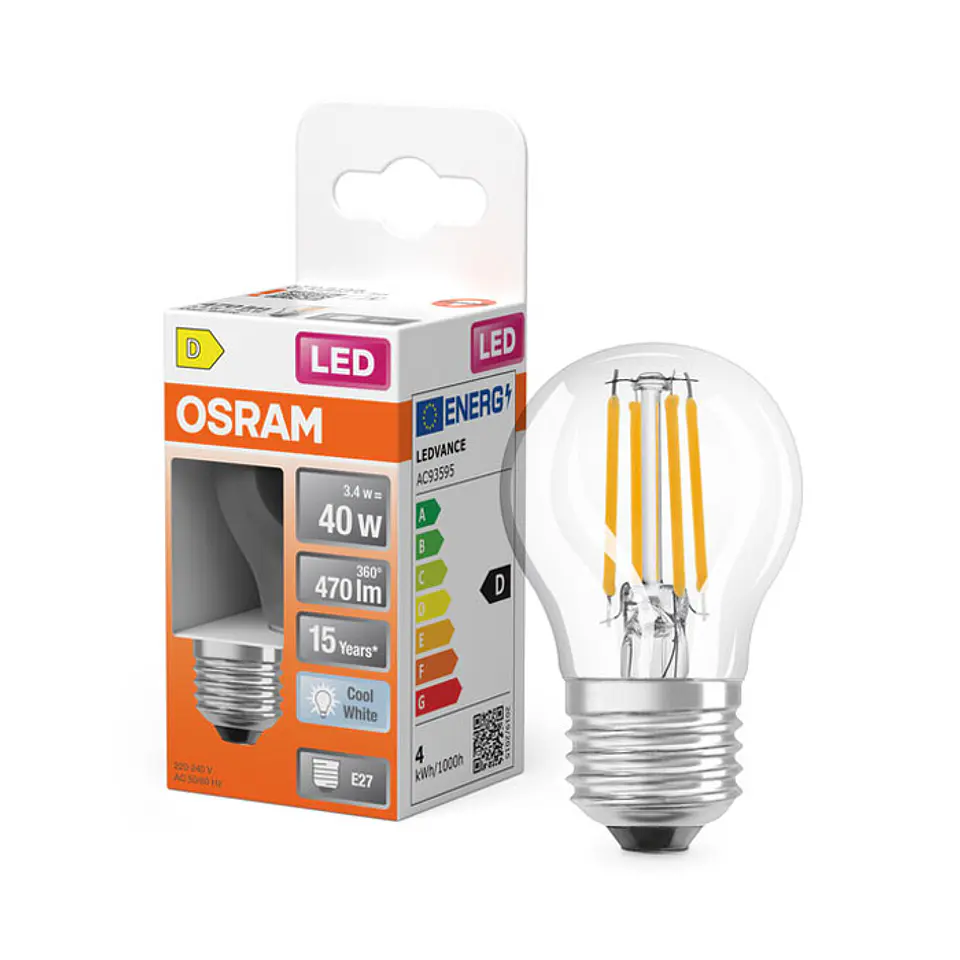 Lâmpada Osram LED Filamento CLP40 E27 3,4W 4000K 1