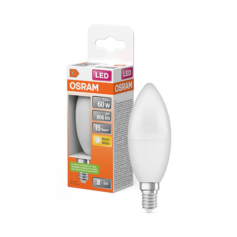 Lâmpada Osram LED CLB60 E14 7,5W 2700K
