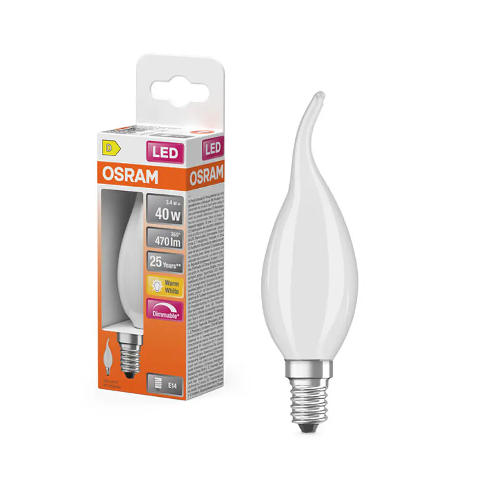 Lâmpada Osram LED Filamento Fosca CLB40 E14 3,4W 2700K Bico 1