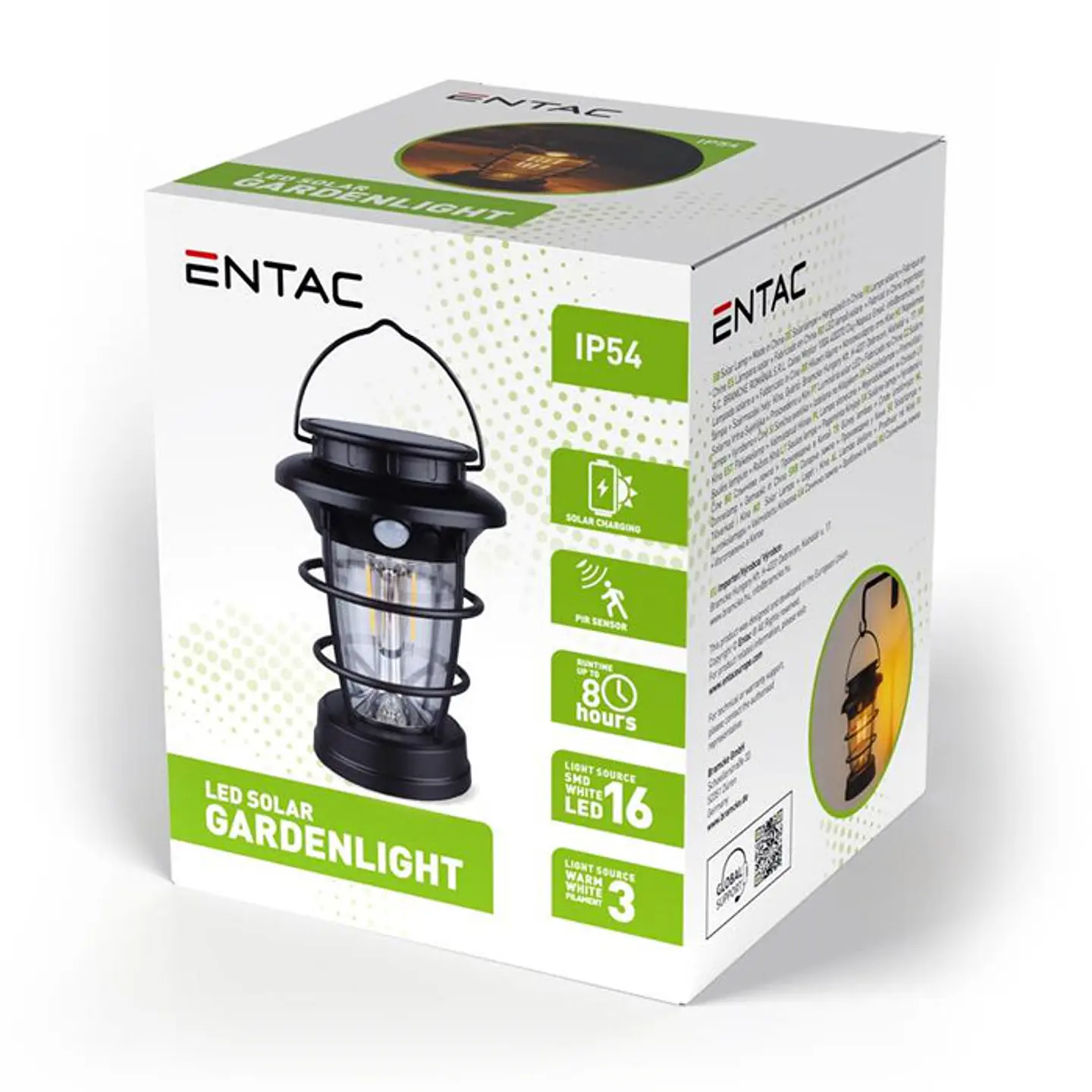 Candeeiro de Jardim Entac LED Solar Recarregável 15CM Sensor de movimento 1