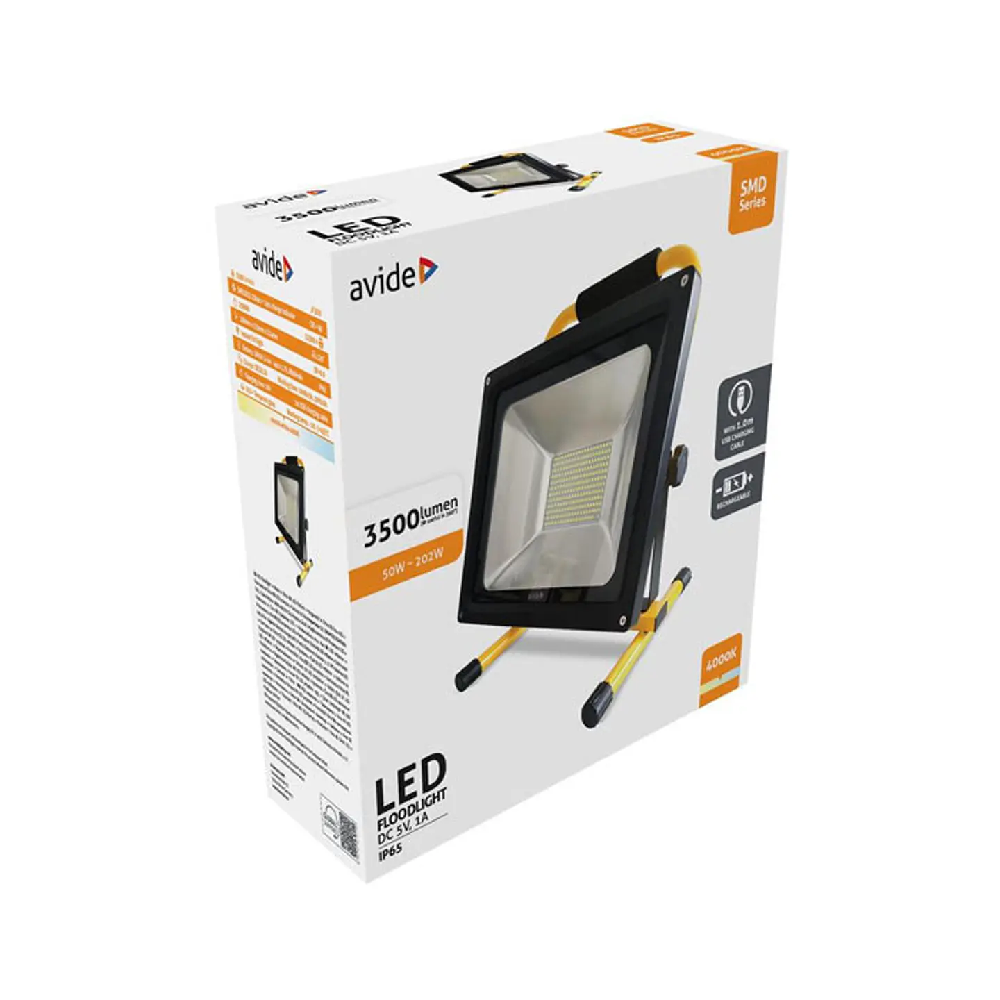 Projetor Avide LED Recarregável 50W 4000K 1