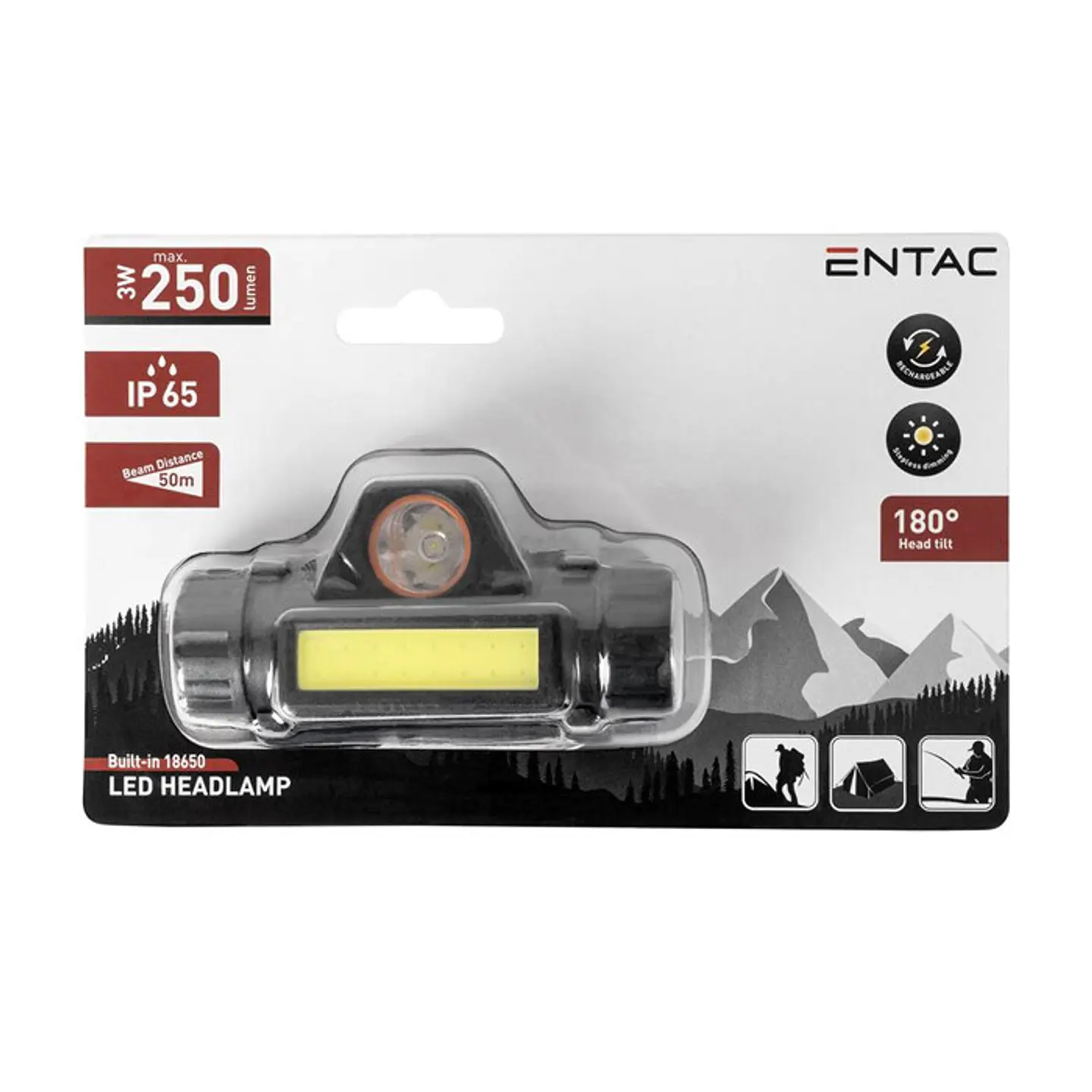 Lanterna Entac LED 3W Cabeça Recarregável 2