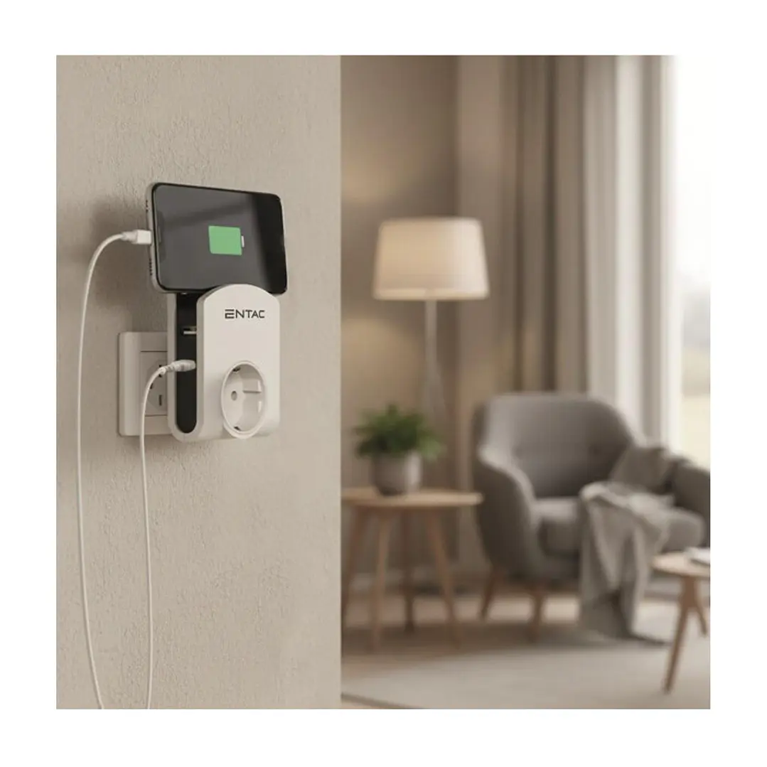 Ficha Entac 1T 1USB-A 1USB-C com Suporte - Unidade 3