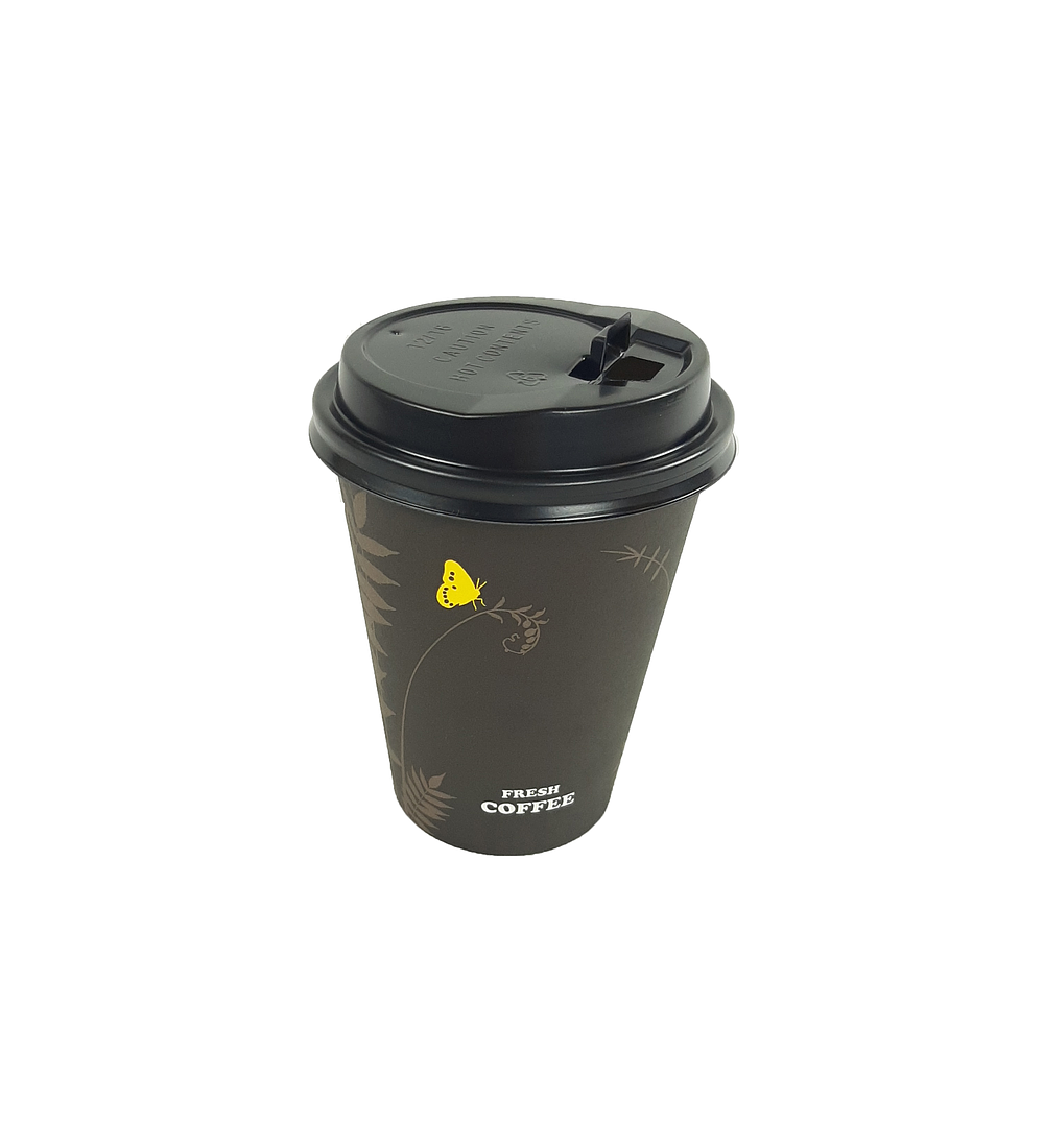 Vasos Desechables Para Cafe Con Tapa 12oz C/100