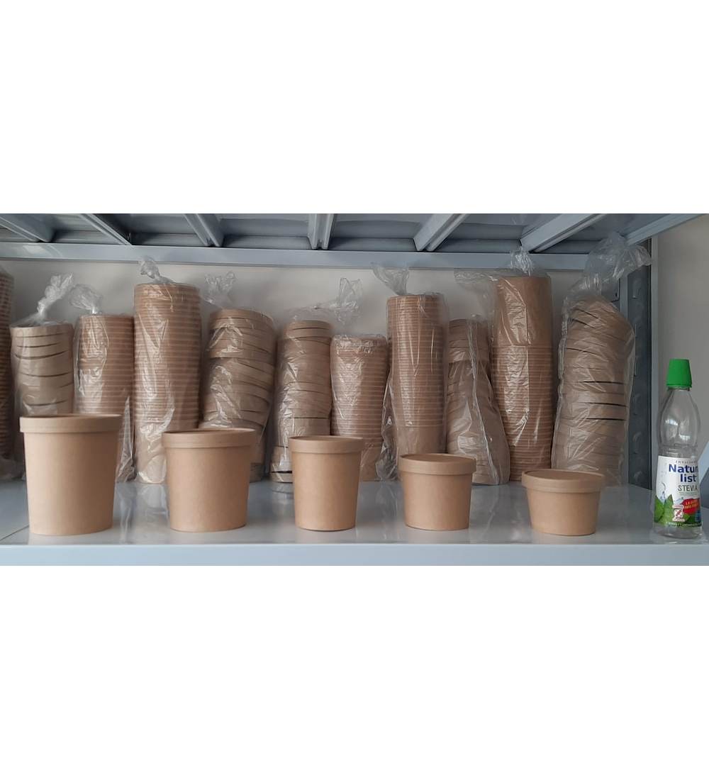 Pack 100 potes/vasos cartón kraft 8oz (240 ml)