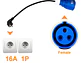 Adaptador Tomada Azul Monófasica 16A p/ Tomada doméstica Shucko - Miniatura 1