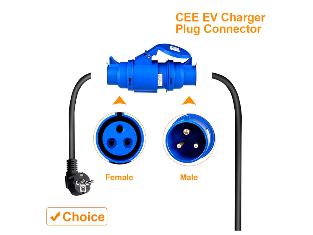 Adaptador Tomada Azul Monófasica 16A p/ Tomada doméstica Shucko 2